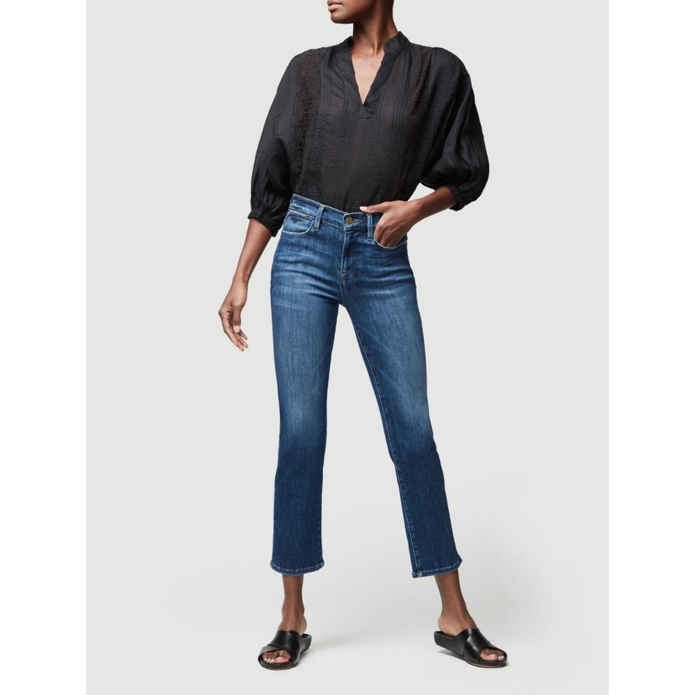 Frame Le High Straight Jeans in Bestia